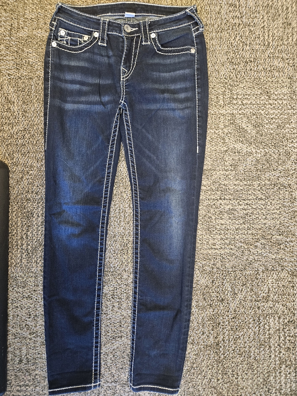 True Religion Curvy Skinny Jeans Size 27 Dark Wash Horseshoe Stitch